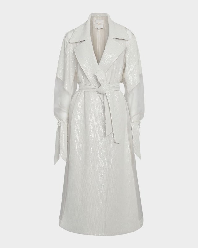 Foreign Affair Sequined Silk Organza Trench Coat